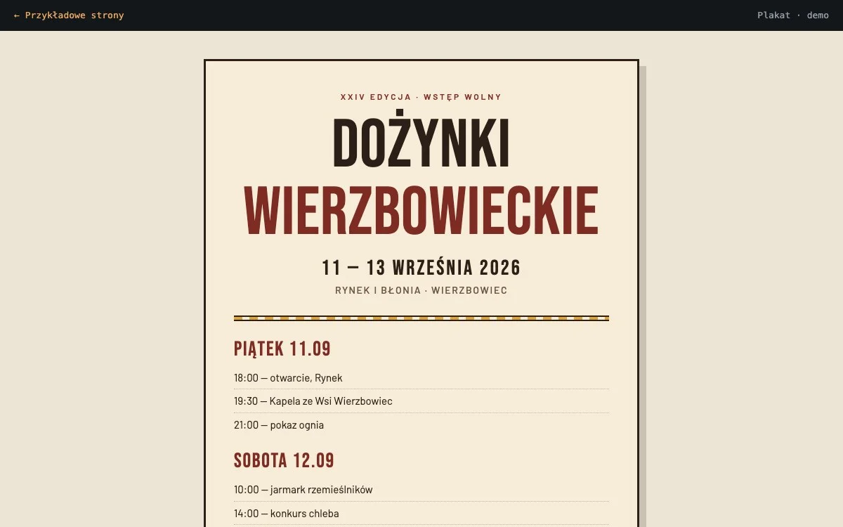 Układ wydarzenia: data, miejsce i program trzech dni