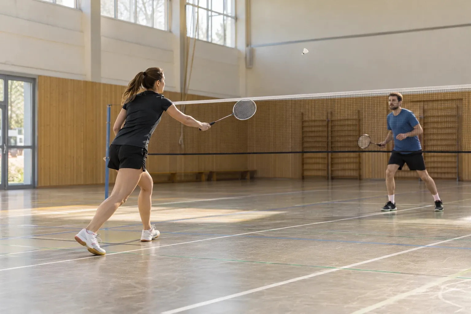 Zajęcia badmintona na hali sportowej